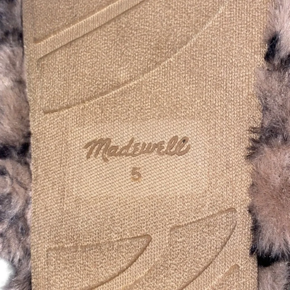 MADEWELL Leopard Cheetah Animal Print Quilted Plush Faux Fur Slippers Size 5 - Picture 11 of 13